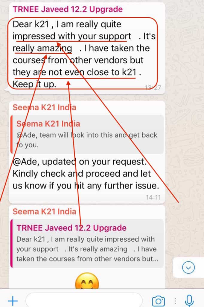 K21Academy training feedback