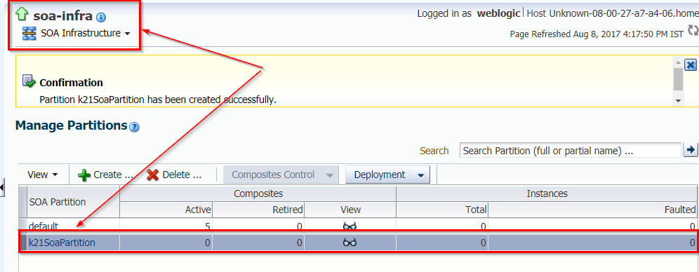 Enterprise Manager Partition in Oracle SOA Suite 12c/11g