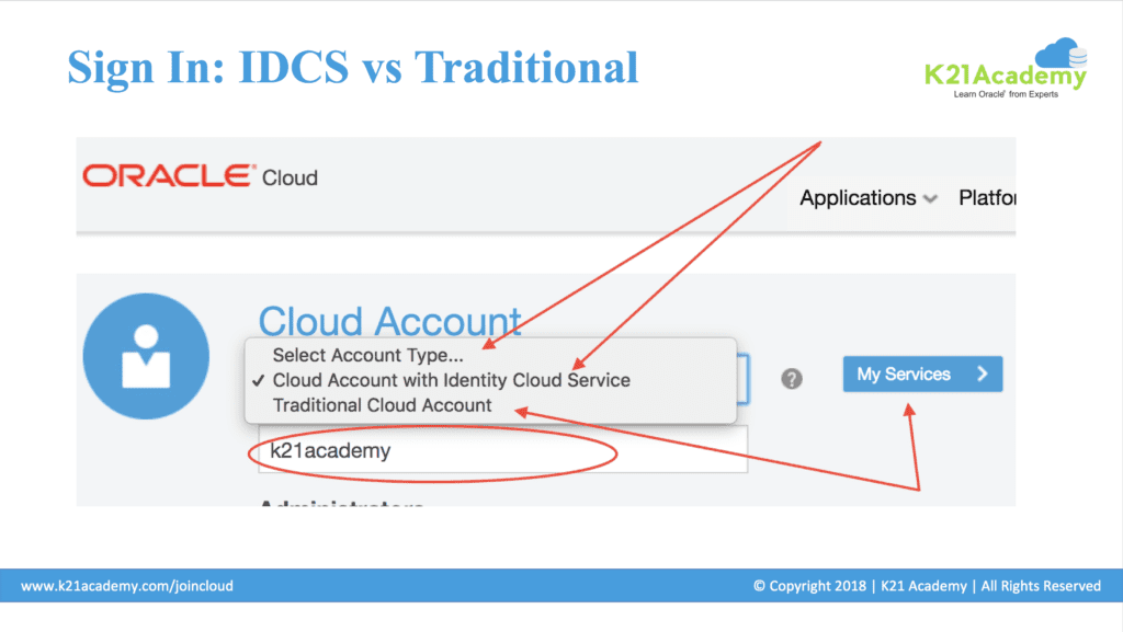 Select account type to Sign In
