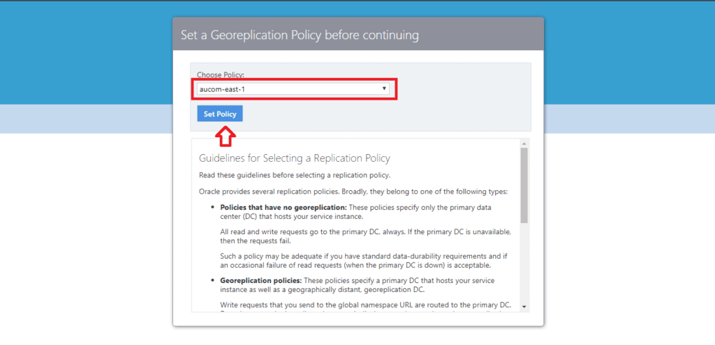 Set Georeplication Policy