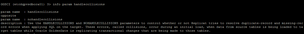 Oracle GoldenGate: Handle collision Parameter