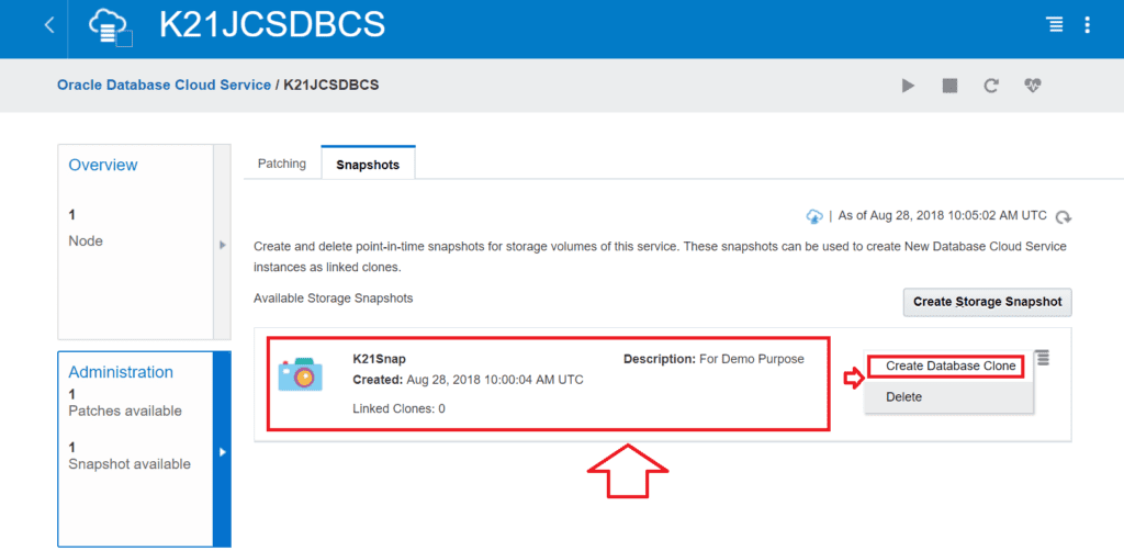Cloud Database Snapshot