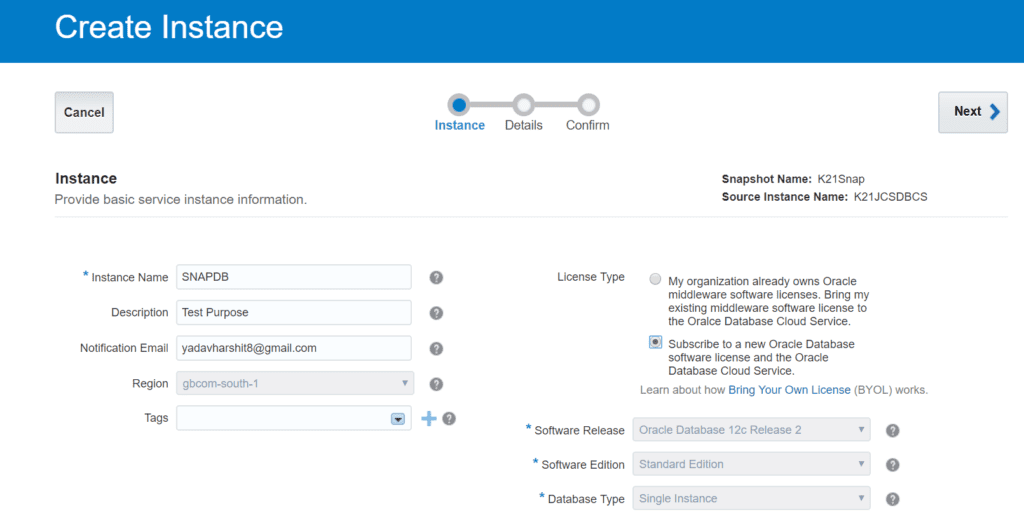 Cloud Database Details