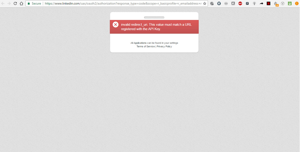 error message for invalid redirect