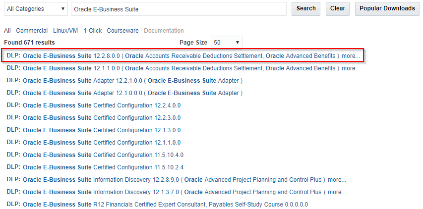 All categories in Oracle EBS 12.2.8