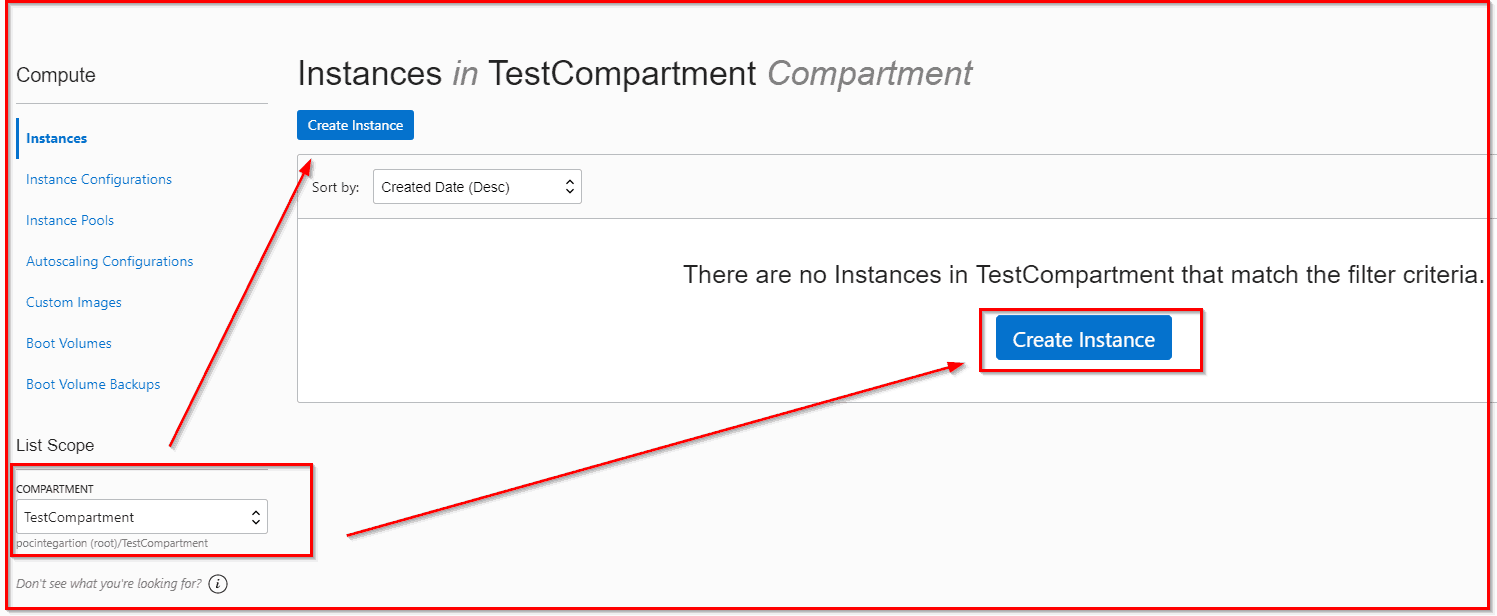 Create resource in a Compartment