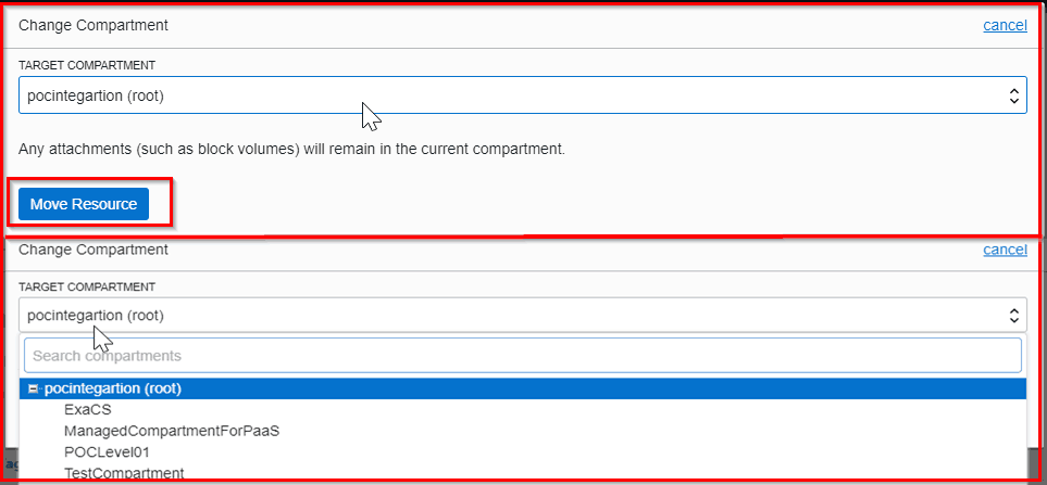 Move resource in compartment