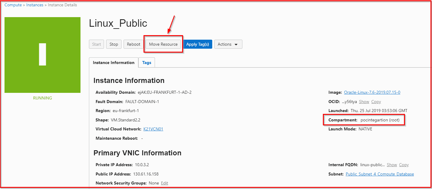 Move resource in compartment