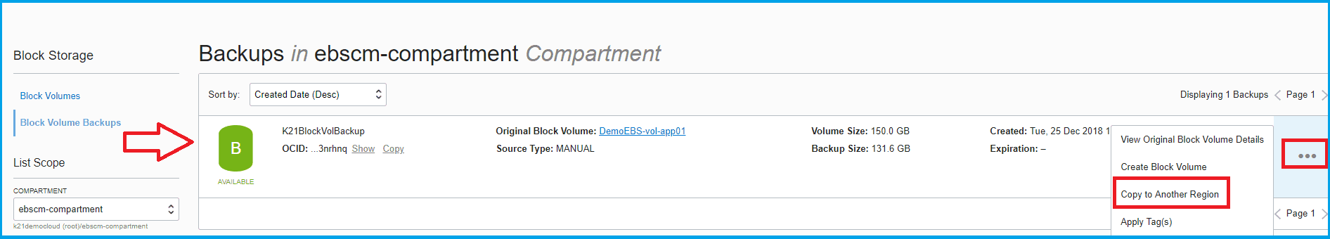 copy block volume across region