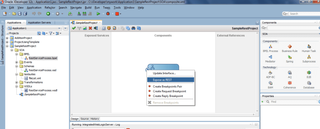 Right Click on the inbound arrow on the bpel