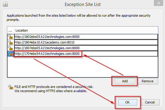 Exception Site List