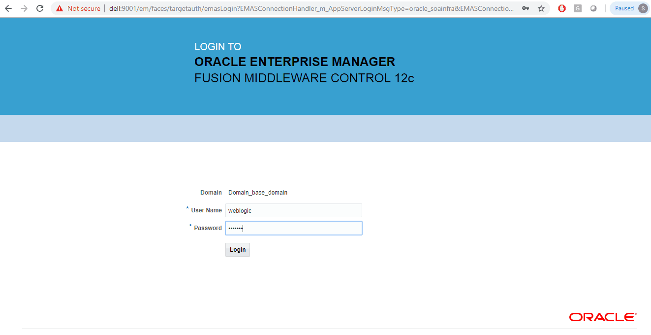 Oracle Enterprise Manager console