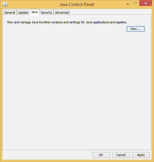 Java control Panel