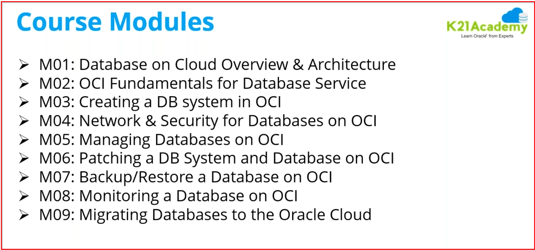 DBA to CLoud DBA Modules