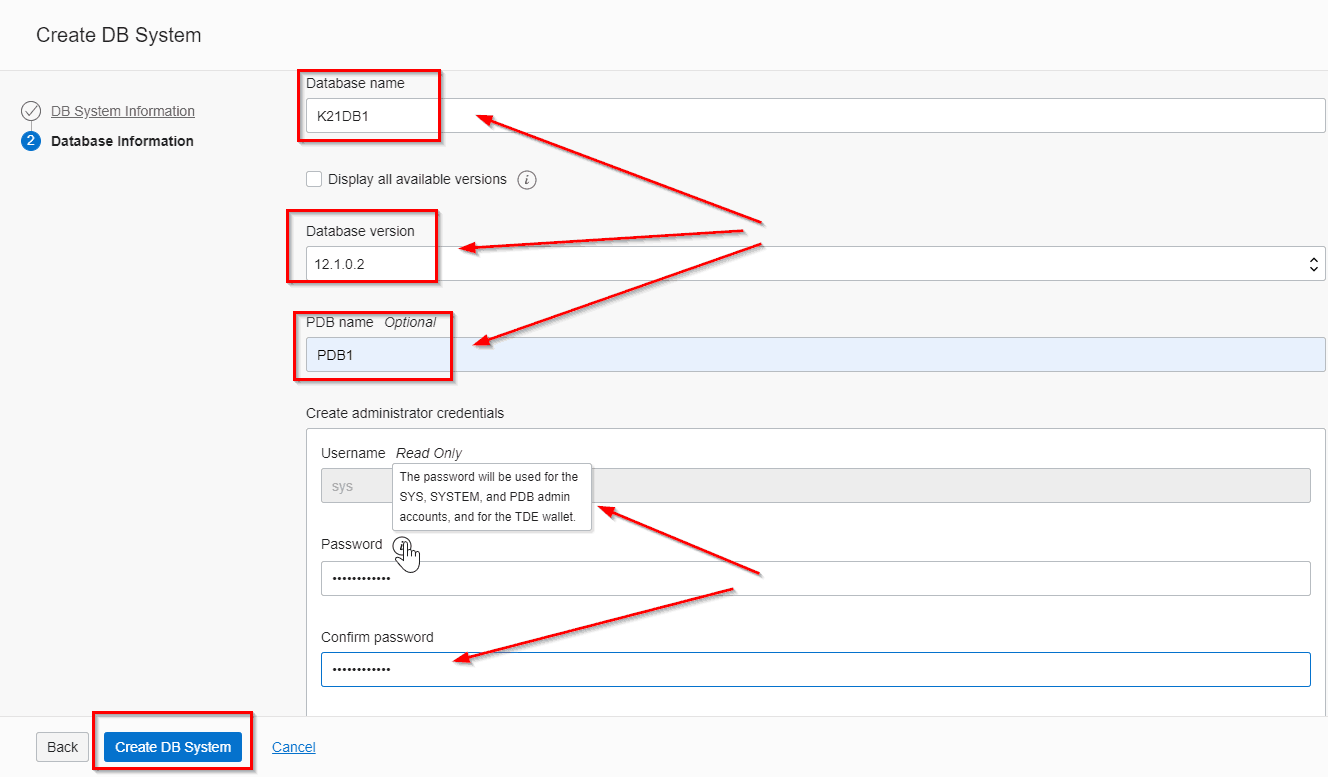 Create DB System