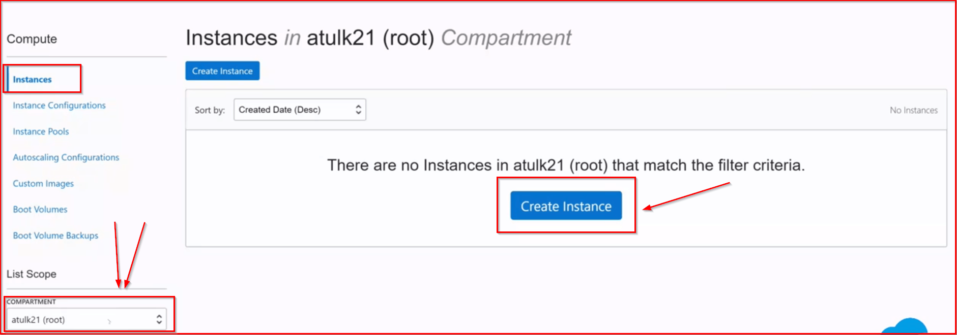 Create Compute Instance in OCI