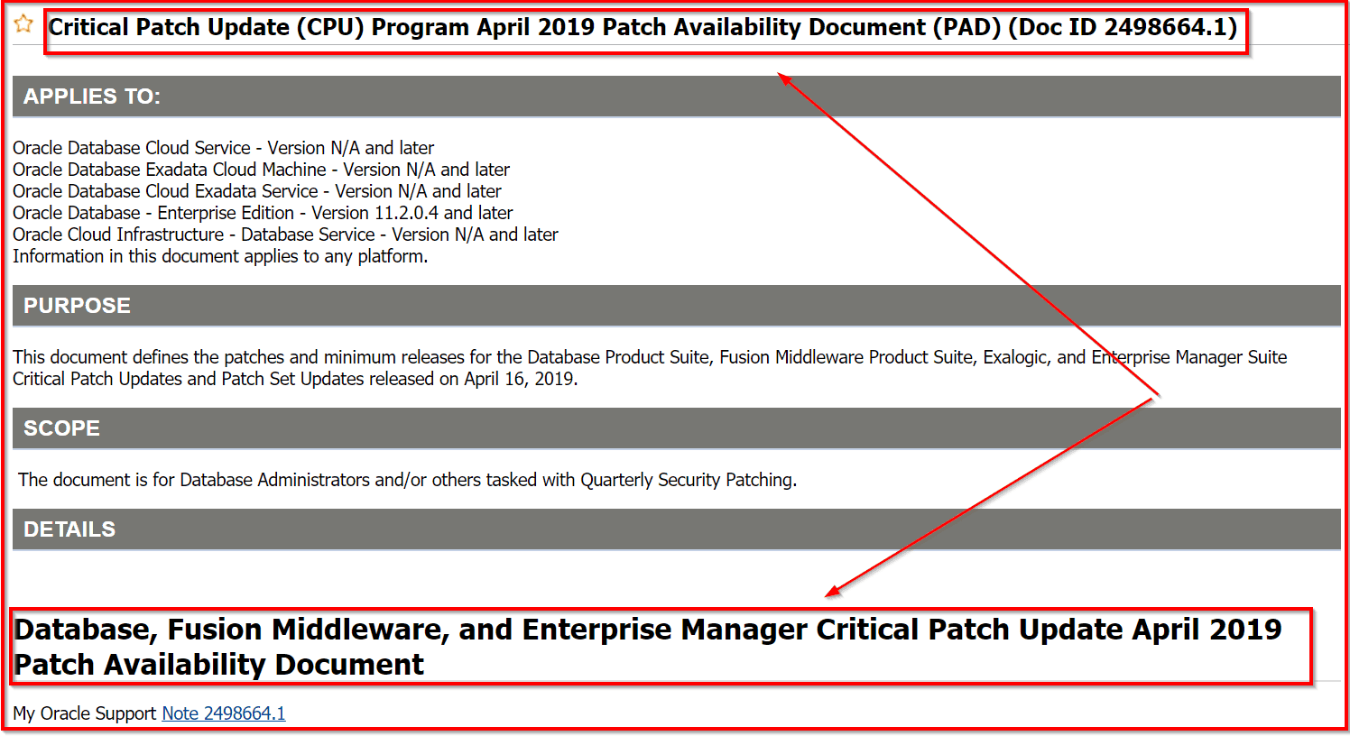 Database Patches