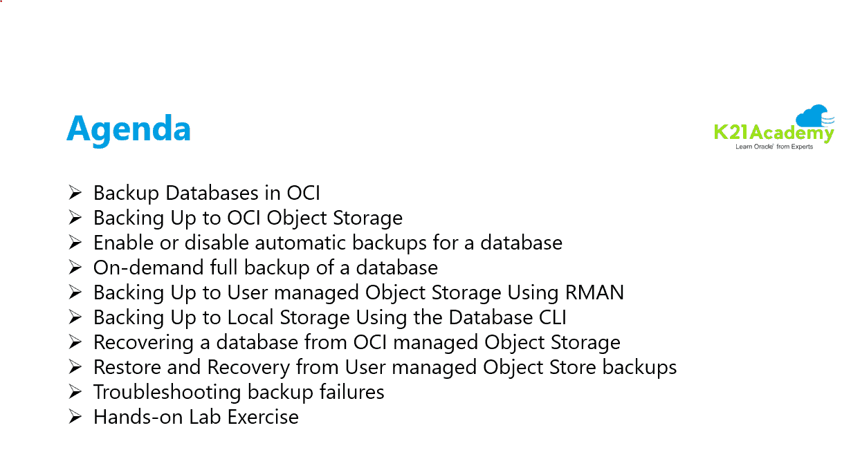 Backup & Restore DB In OCI