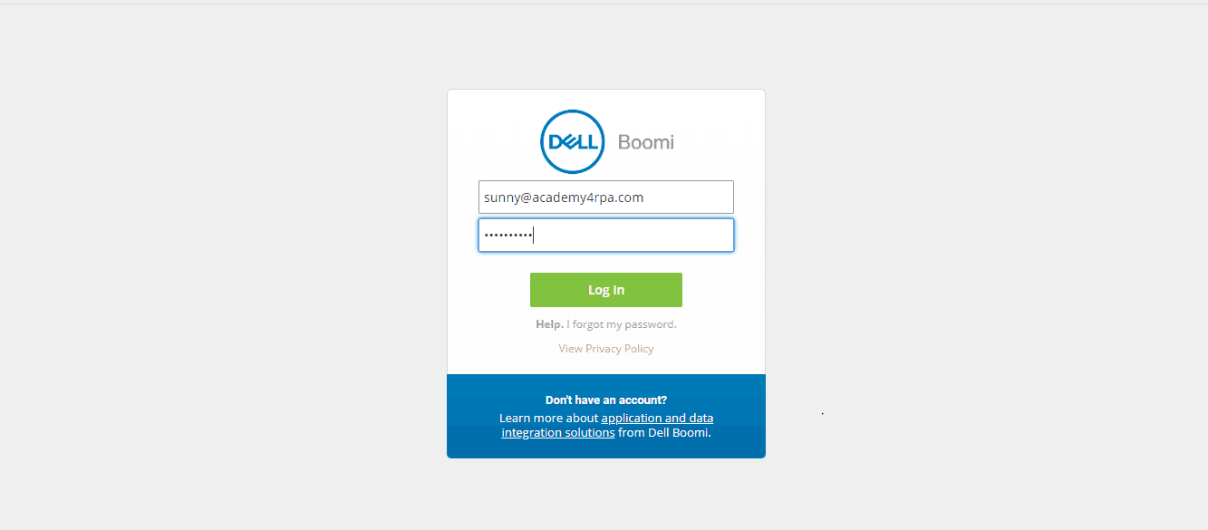 Login Screen_Dellboomi_Platform