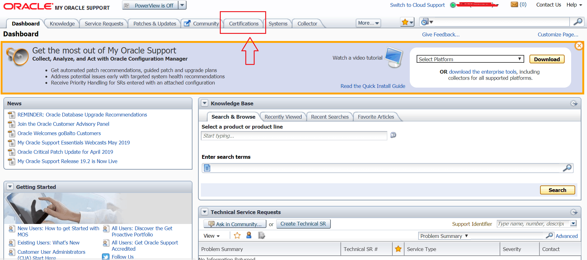 MY Oracle Support Certification