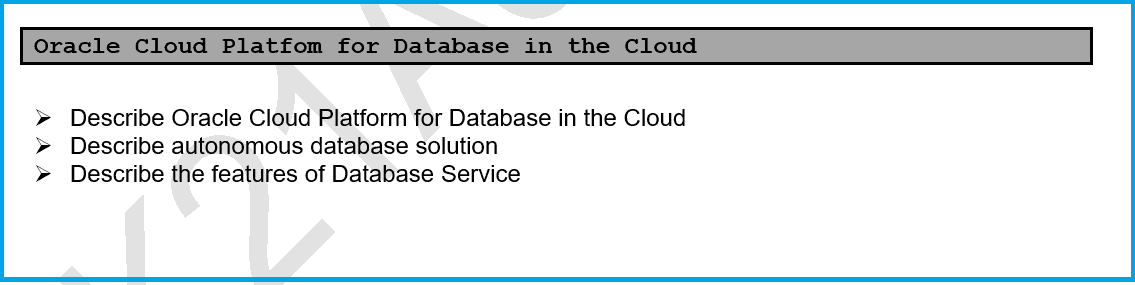 Oracle Cloud Platfom for Database in the Cloud 1Z0-998 