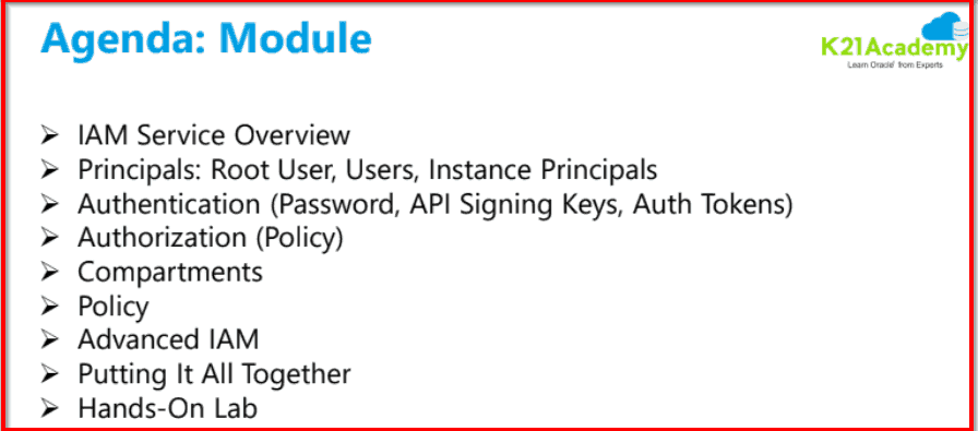 OCI Training Module 2 Agenda