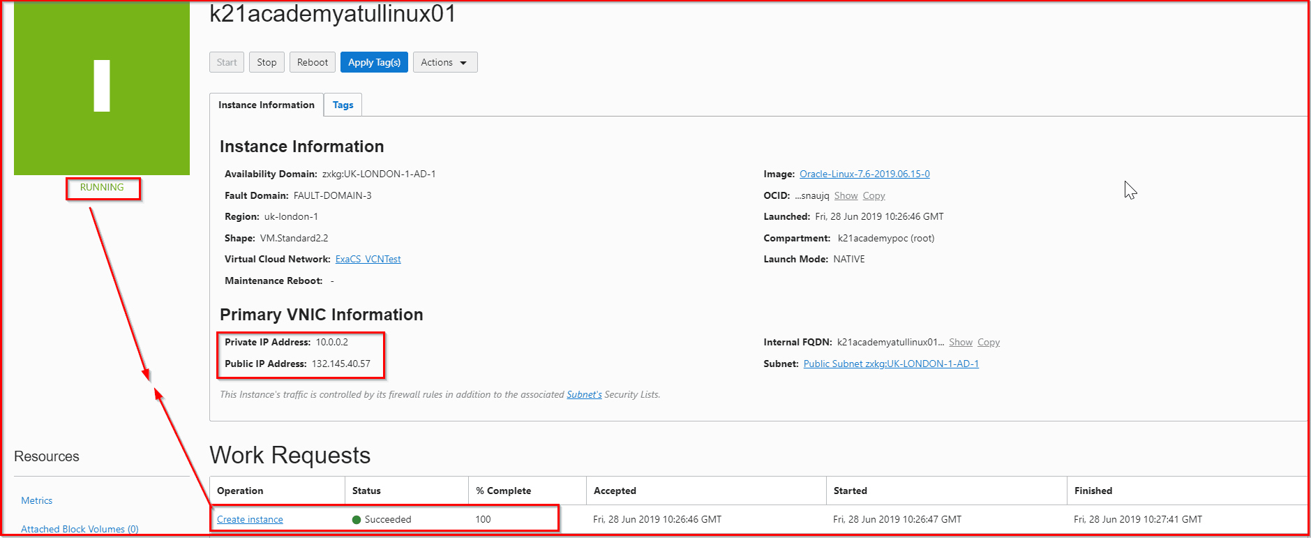 Create Instance Oracle Cloud Infrastructure