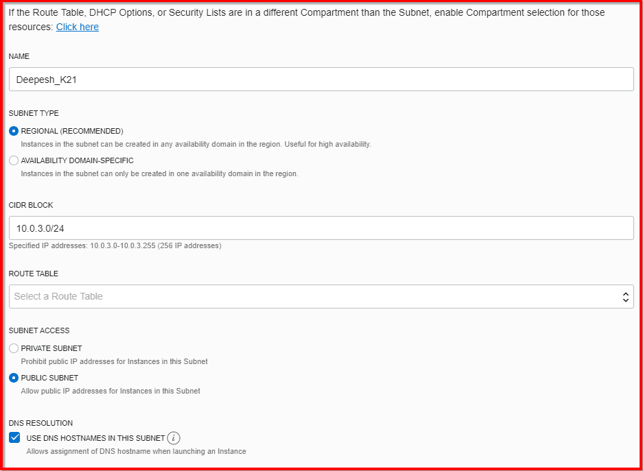 Create Subnet