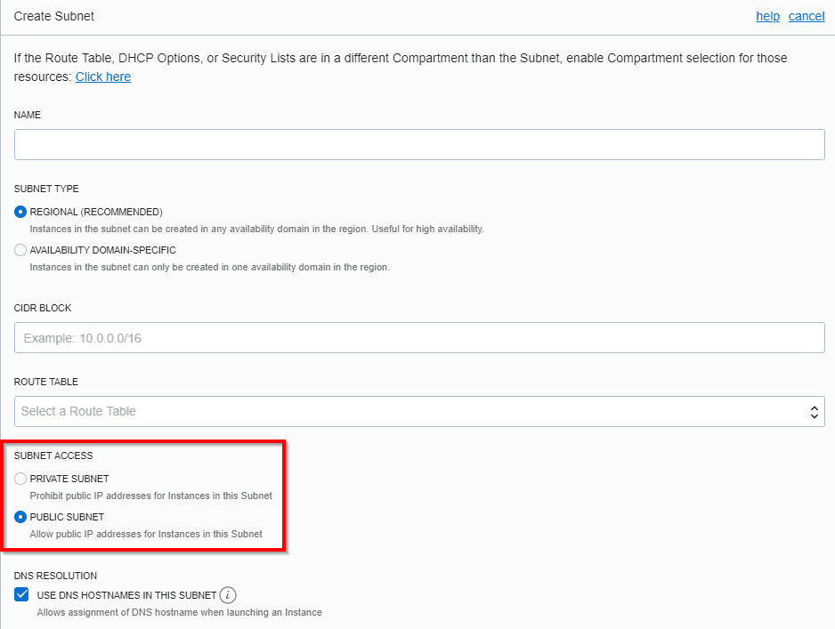 public and private subnet