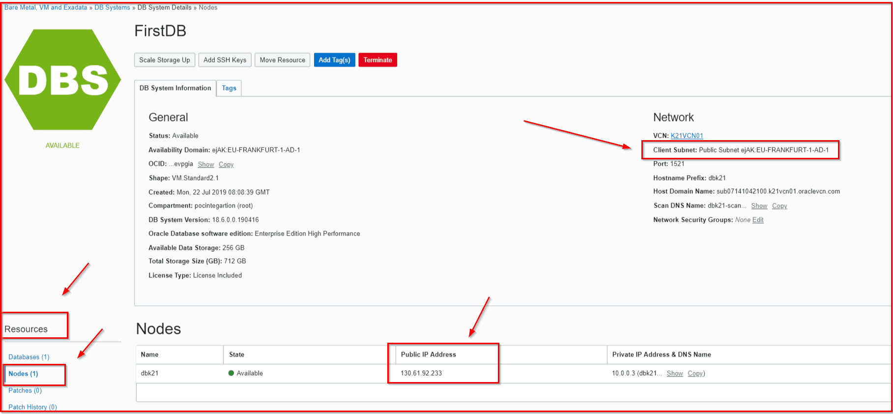 Database Instance Public IP