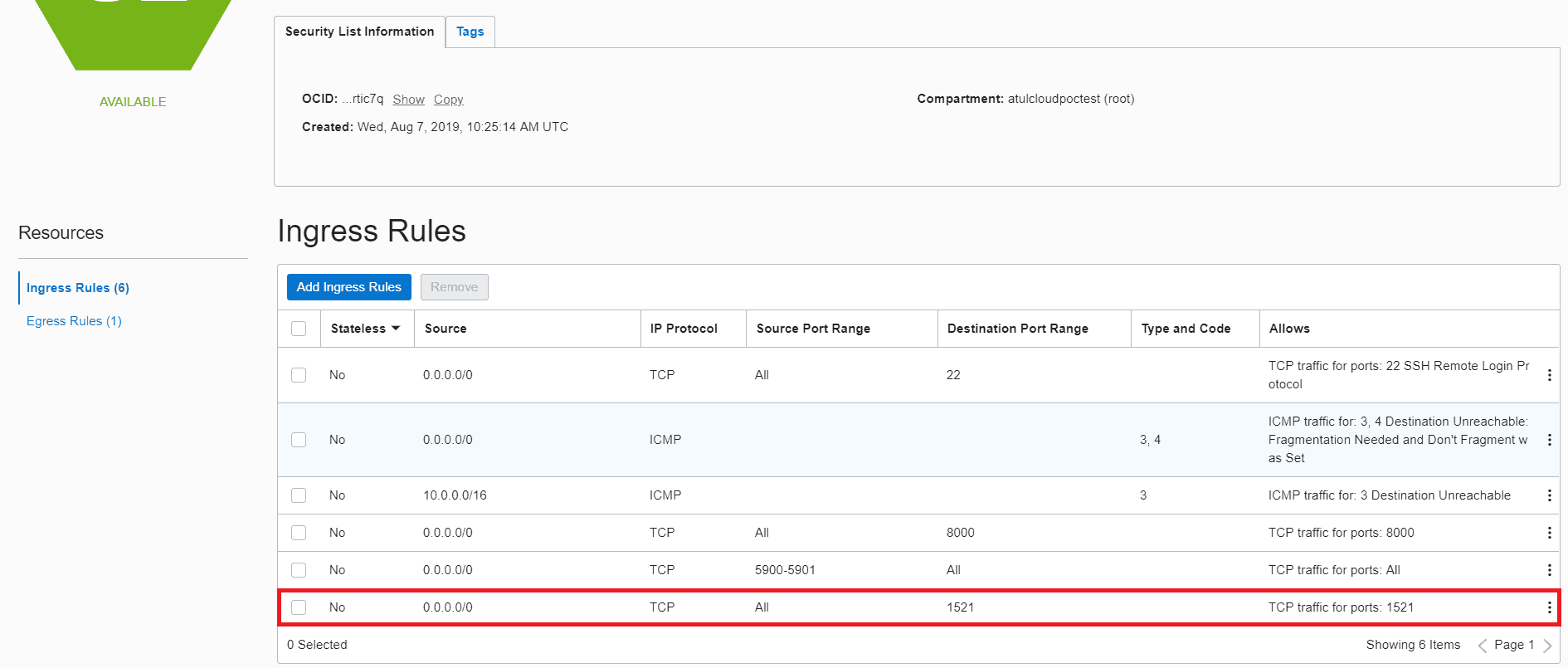CLOUD-0005: unable to establish connection OIC oracle cloud integration DB System databse VCN port security list putty ingress rule connection adapter connectivity agent