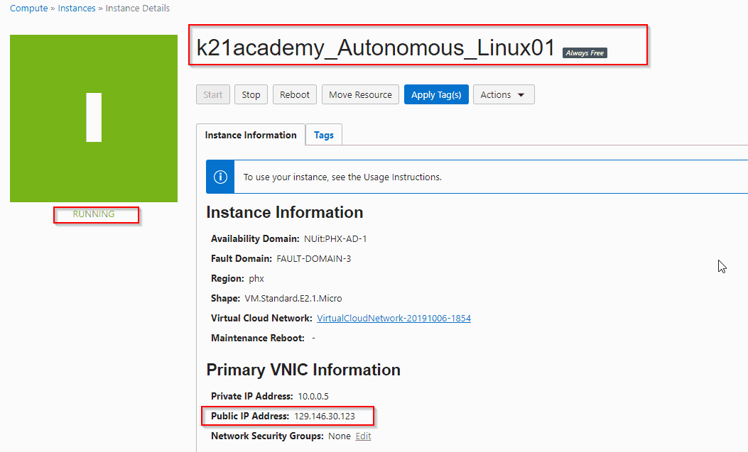Provision Autonomous Linux Instance