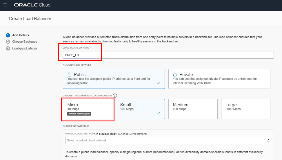Load Balancer in OCI