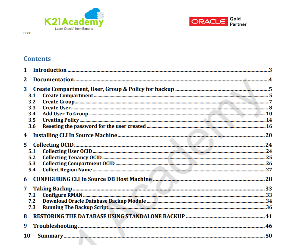 Oracle database Cloud Service