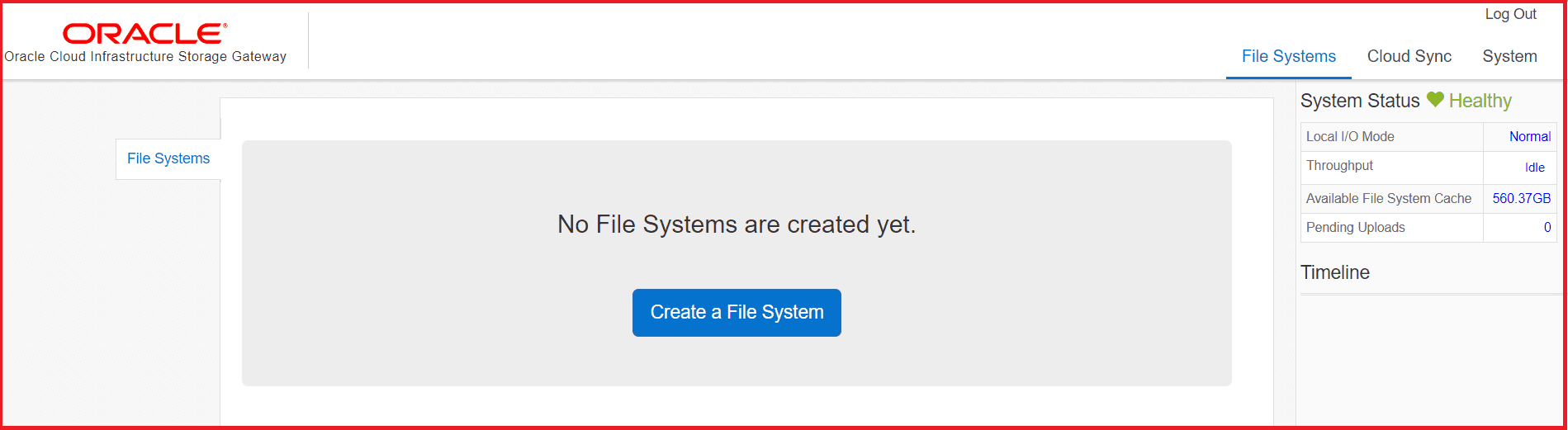 Storage Gateway Management Console OCI
