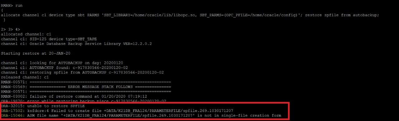 ORA-15046 - ASM File Name Not In Single-file Creation