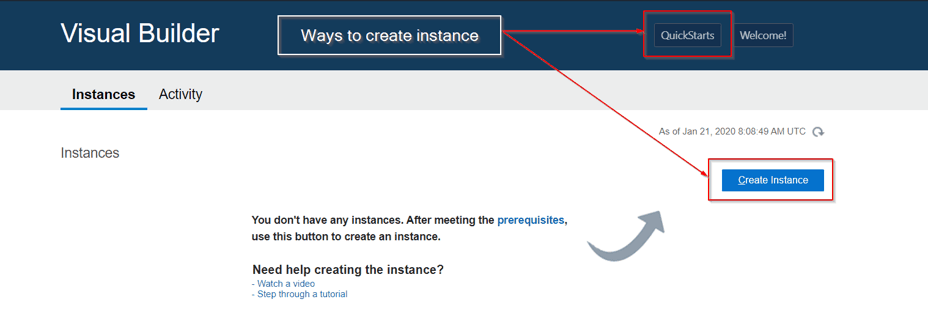 Create Your First VBCS Instance in Oracle Cloud