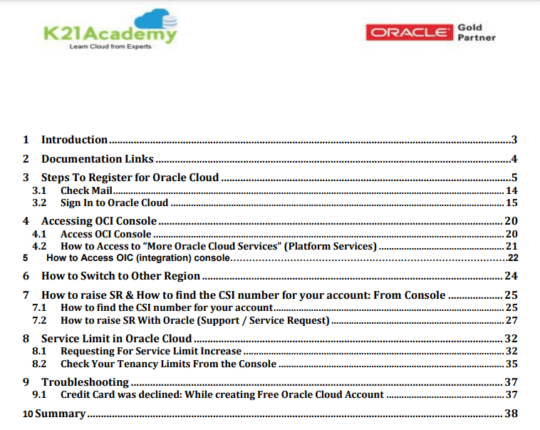 Register for Oracle Free Trial Account