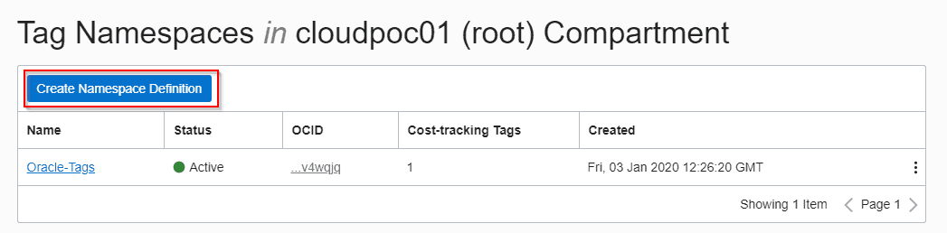 creating namspace defination