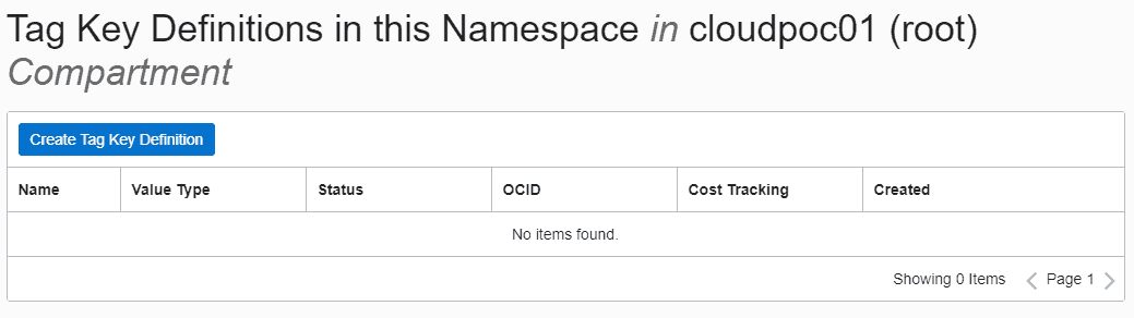 create tag key defination