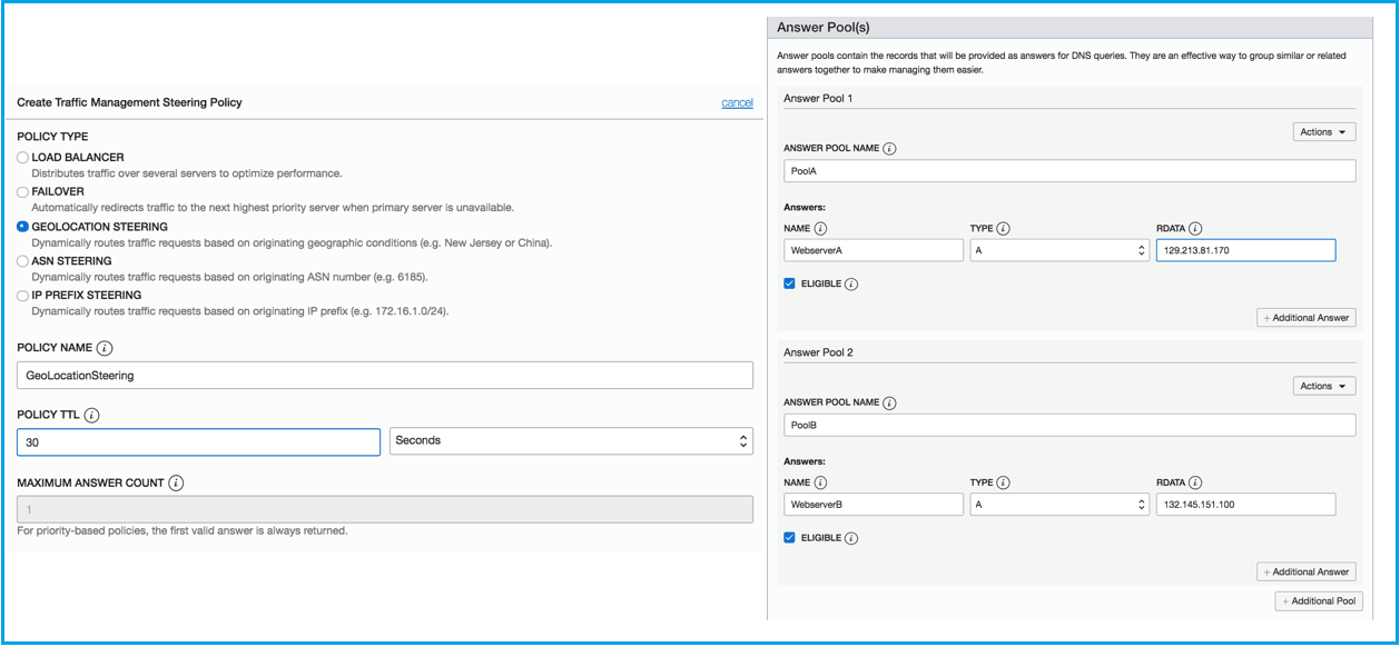 geolocation steering policies