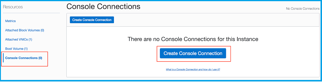 instance console connection