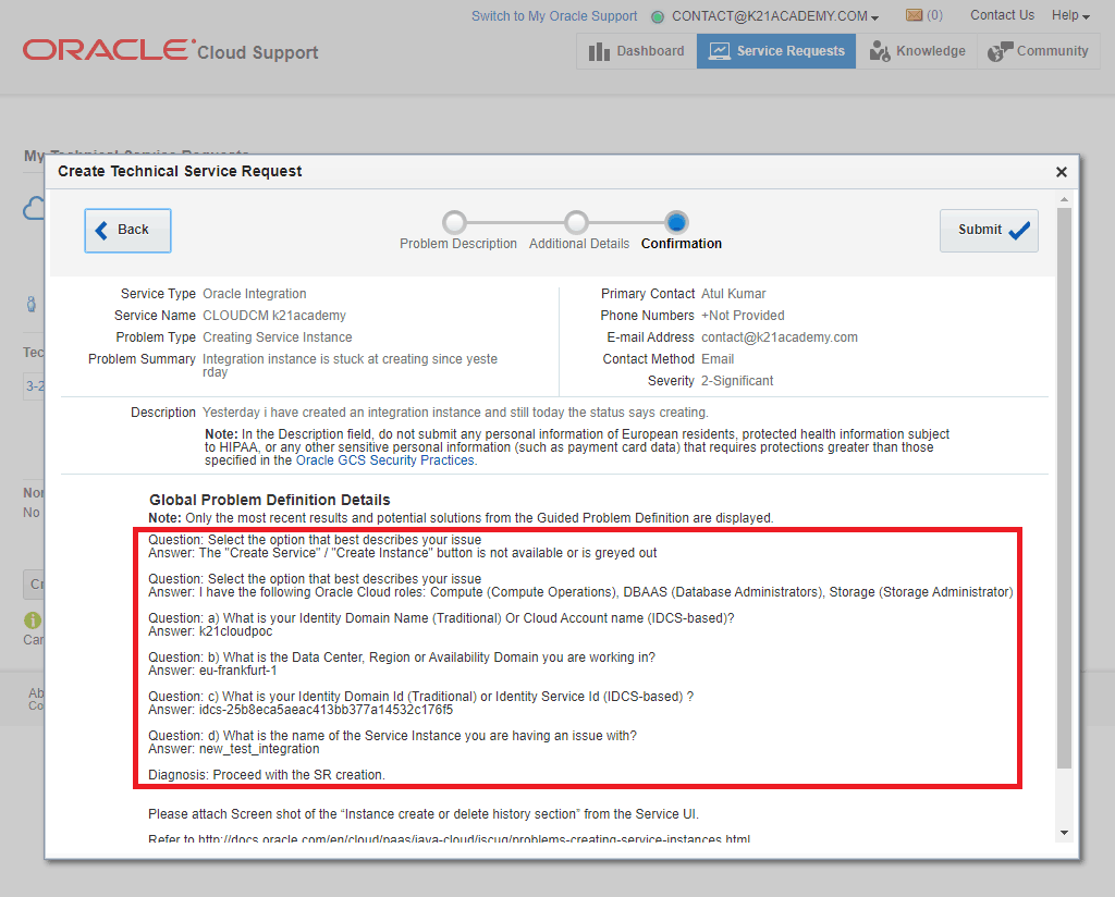 OIC Instance Creation