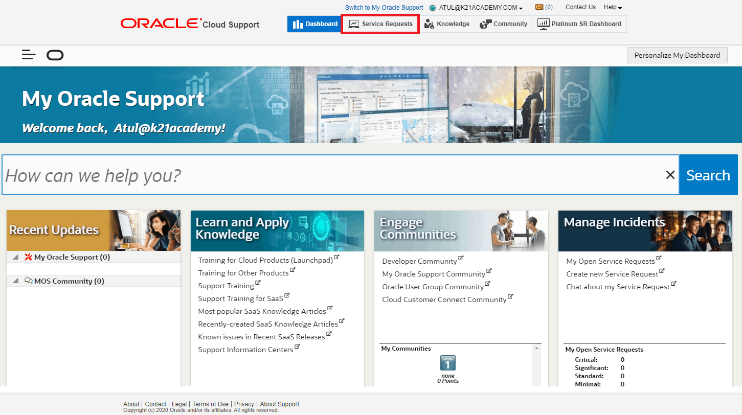 Oracle Service request