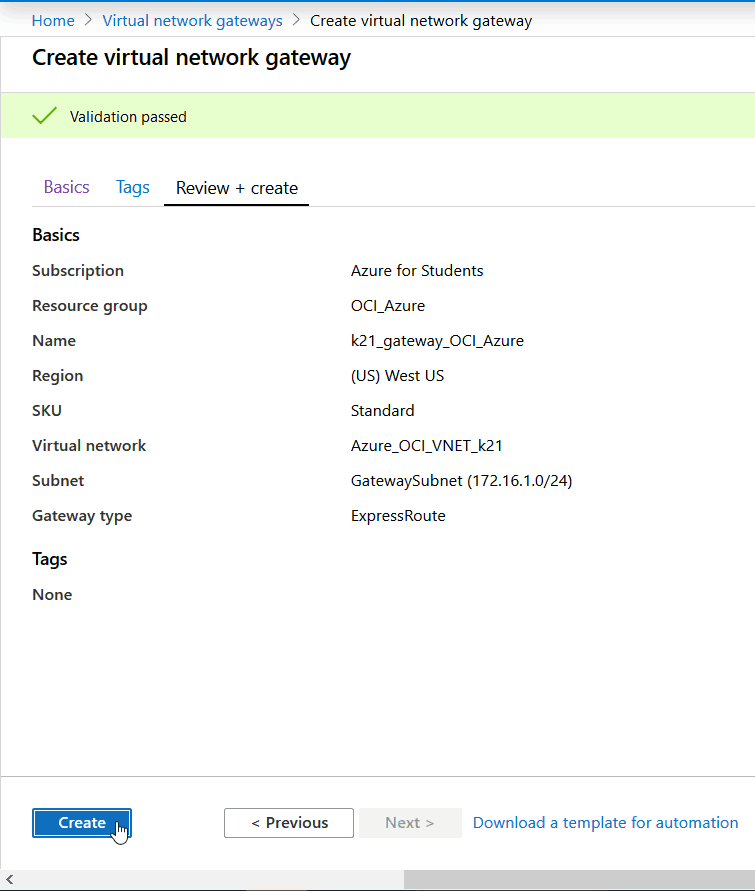 Virtual Network Gateway