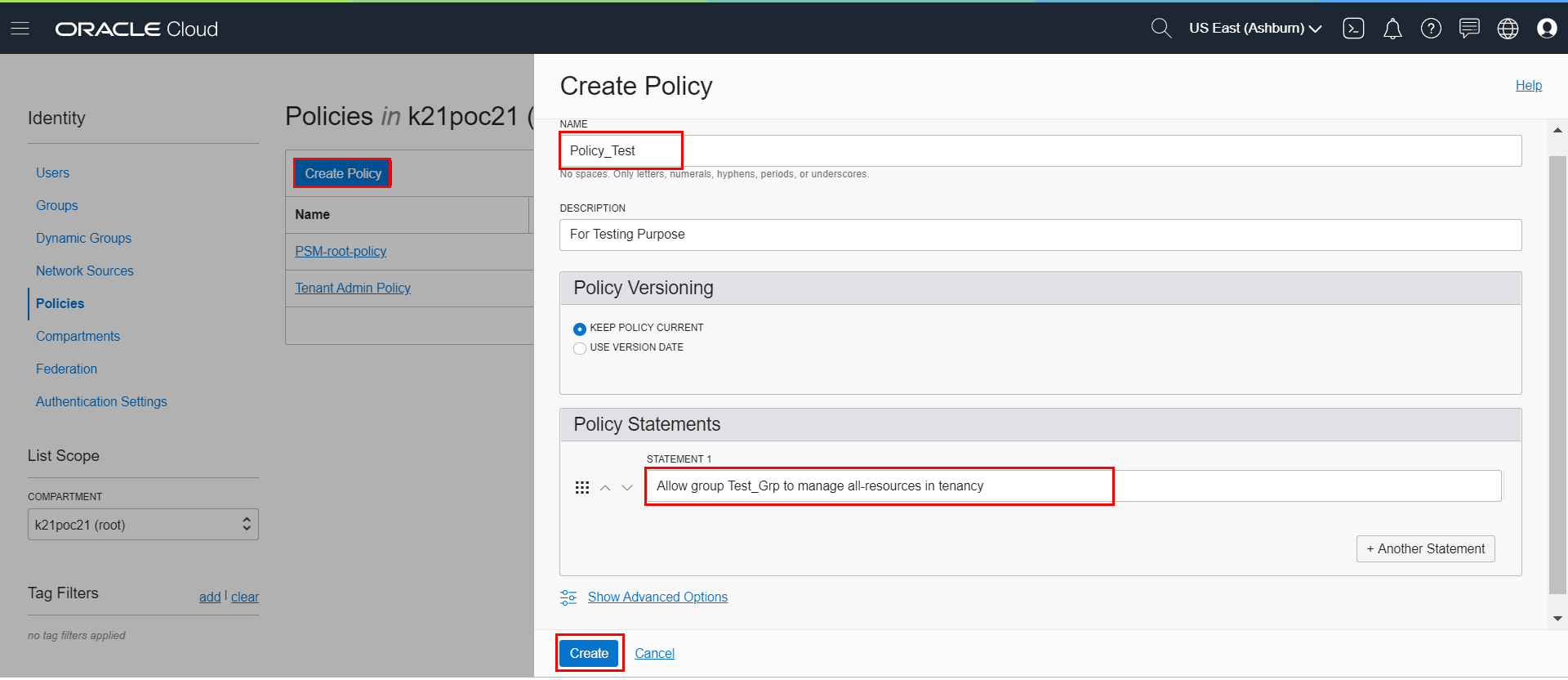 Overview of Policy in Oracle Cloud