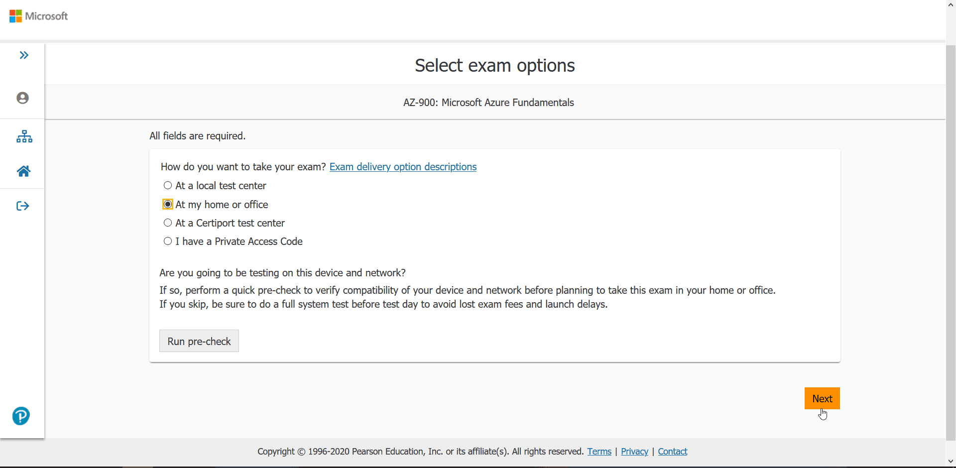 Azure exam option