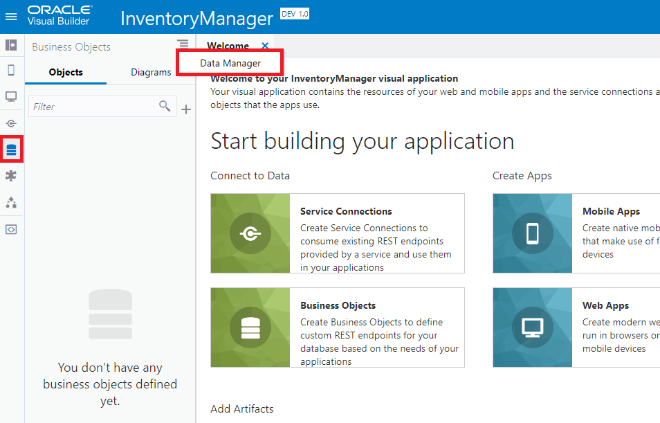 Import Business Data Visual Builder Cloud Service VBCS