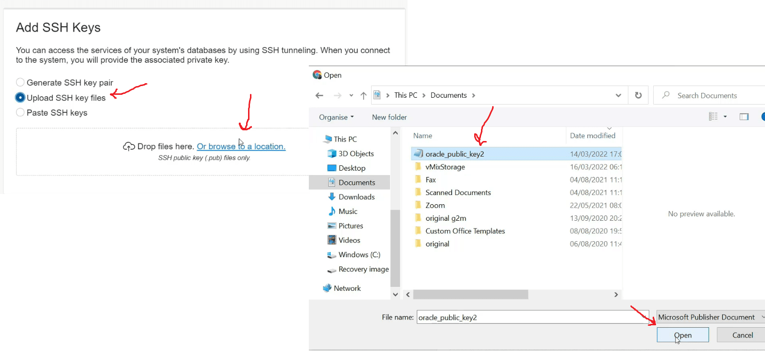 SSH keys in Oracle Cloud