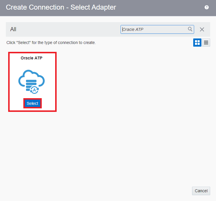 OIC connection adapter oracle ATP